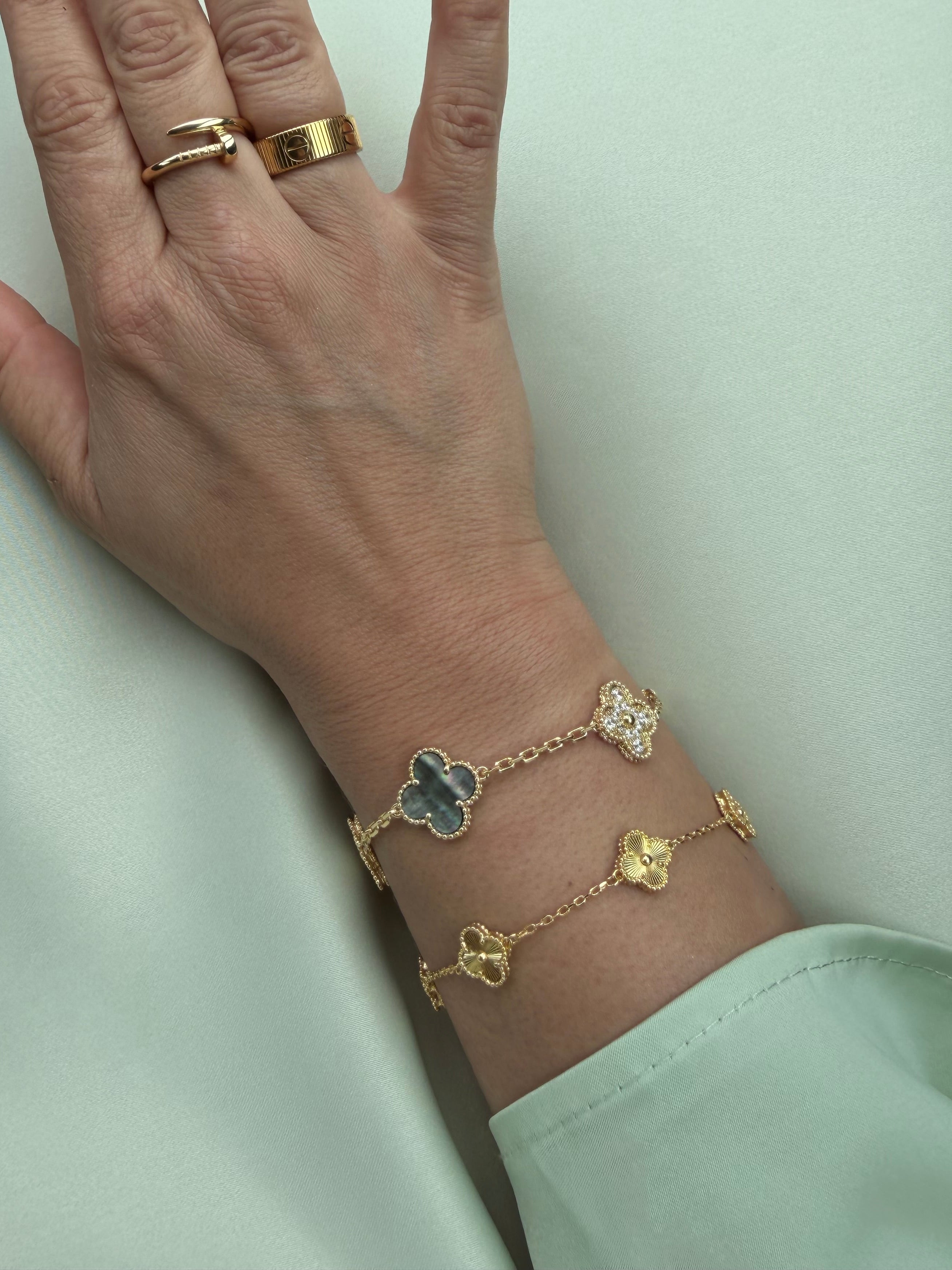 Bracelet trèfle Gris/vert taupe