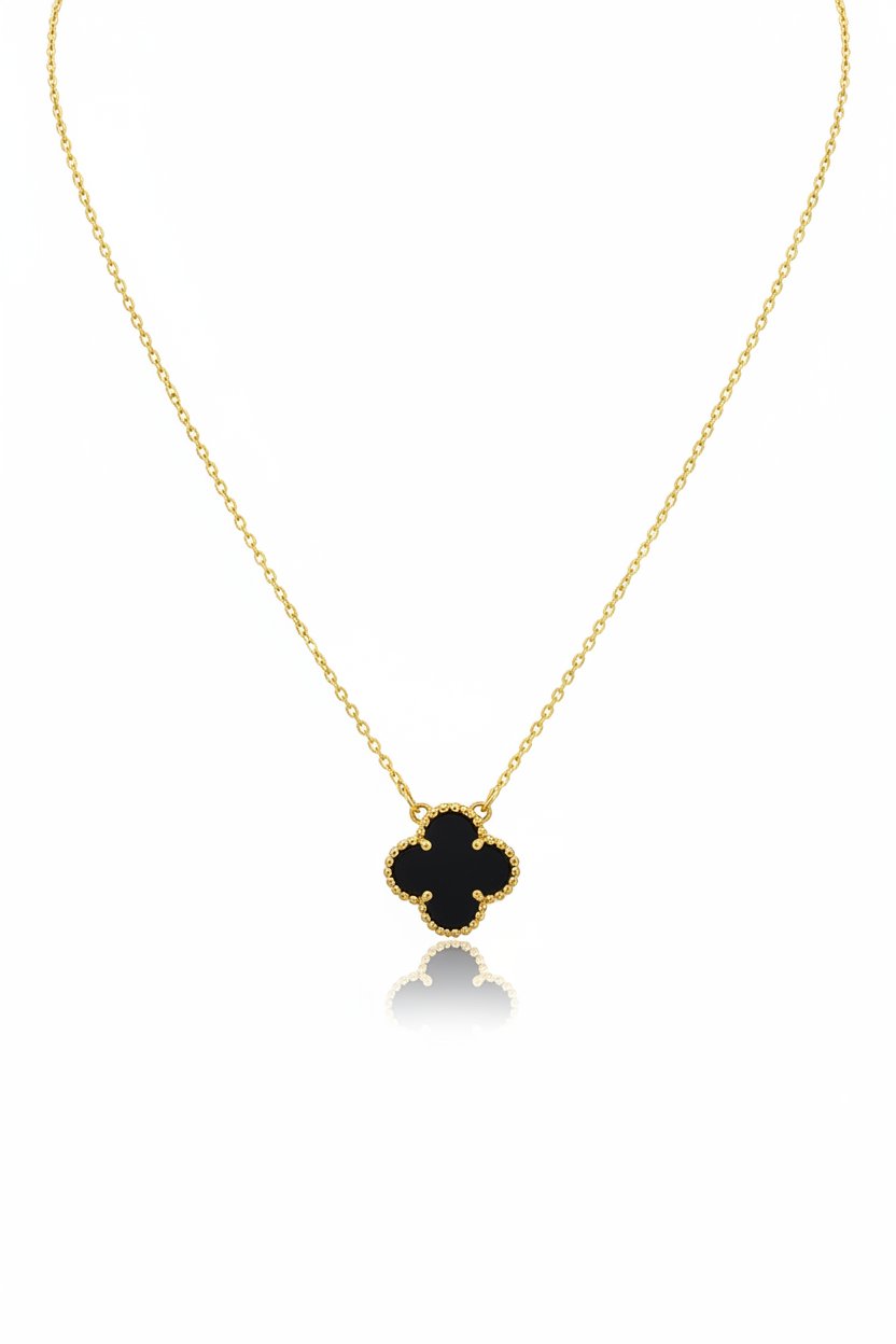 Collier trèfle noir