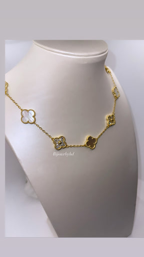 Collier Luxury trèfles gold/diams