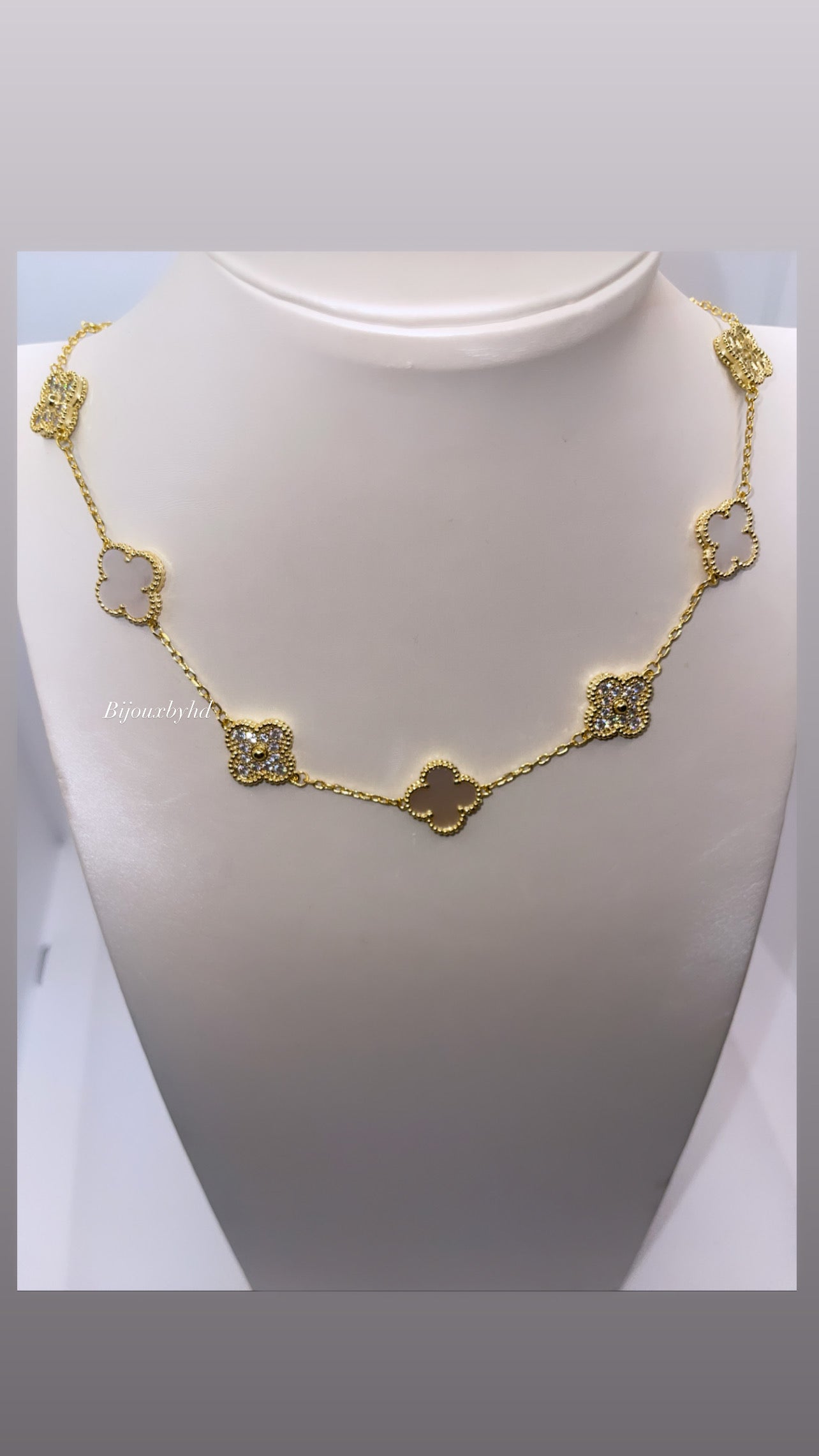 Collier Luxury trèfles gold/diams