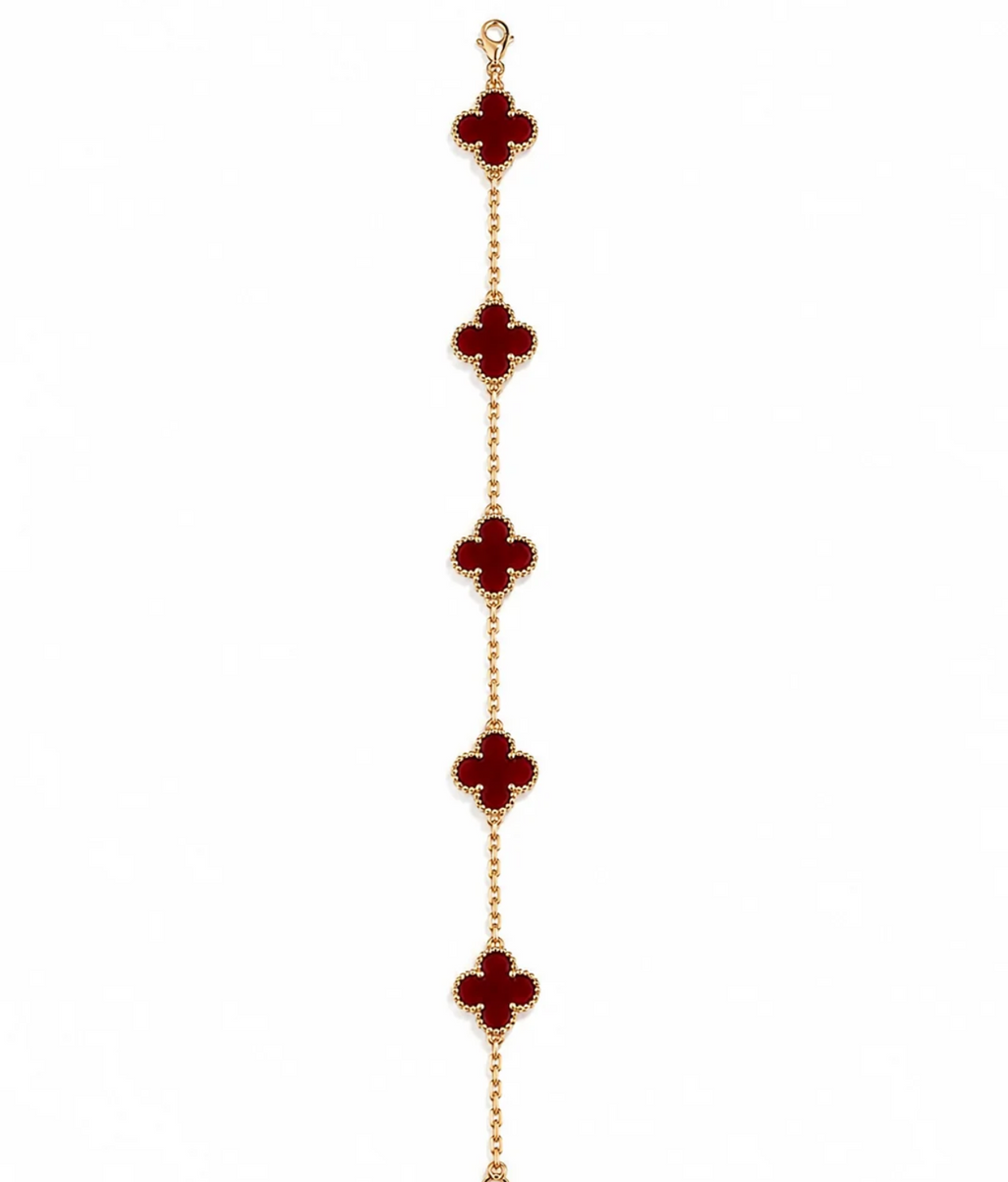 Bracelet trèfle rouge bordeau