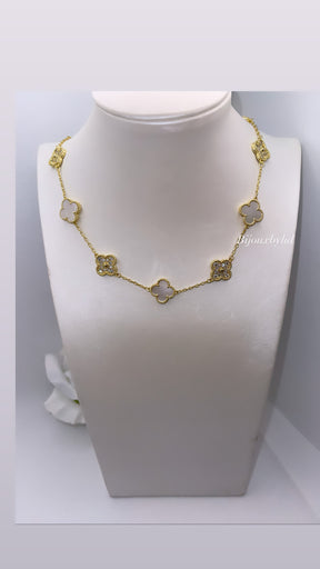 Collier Luxury trèfles gold/diams