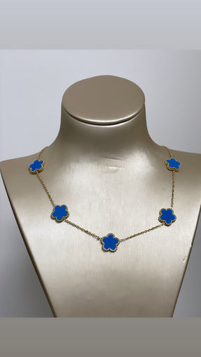 Collier trefle Many bleu roi